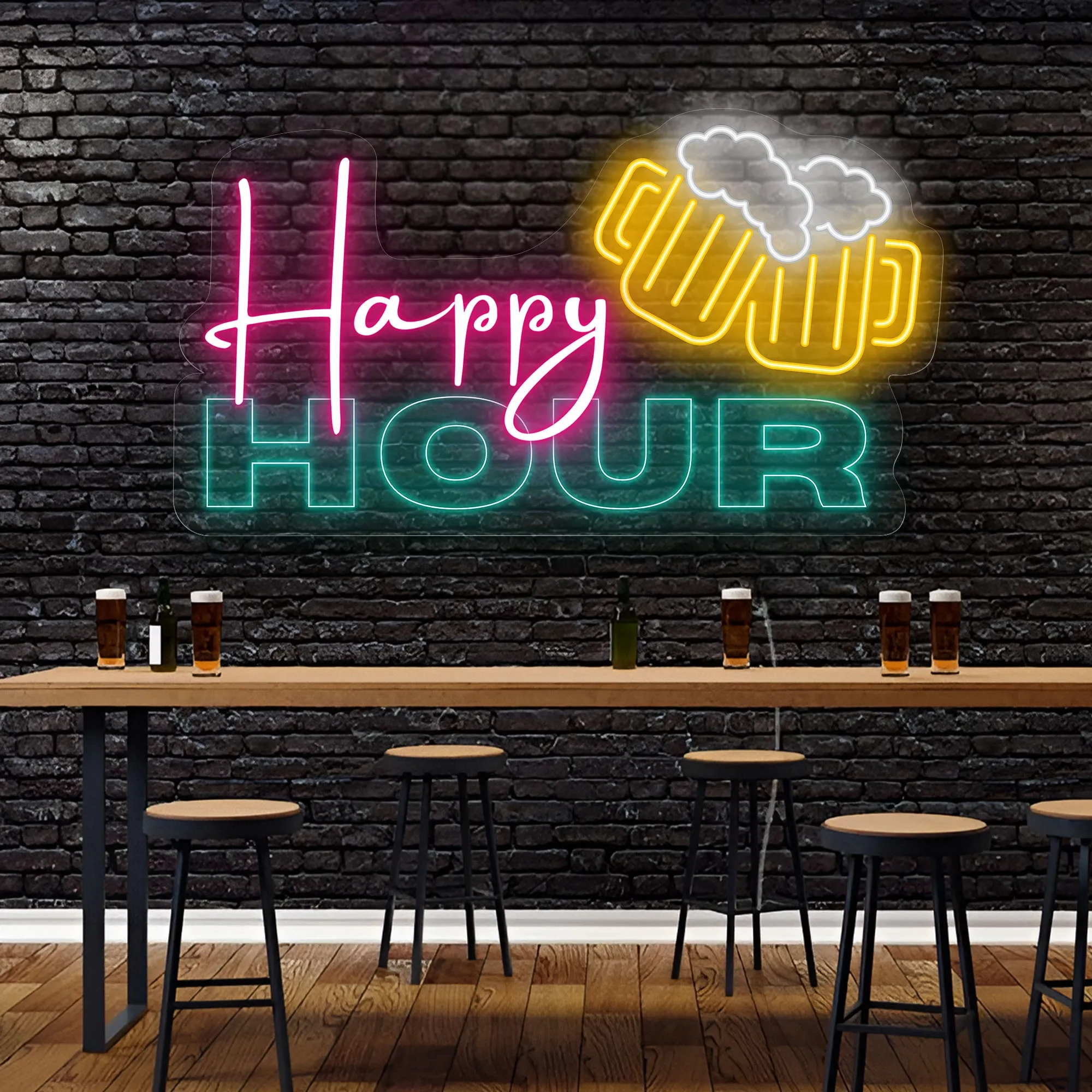 Happy Hour Neon Sign for Bars, Pubs & Restaurants by CUSTOM NEON®