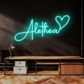 Alethea with Heart Neon Sign