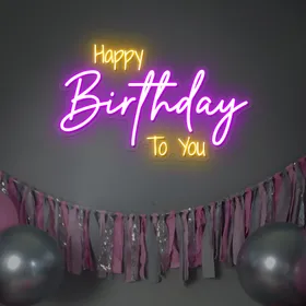 Bright Happy Birthday Neon Sign