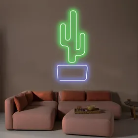 Cactus Vertical Neon Sign