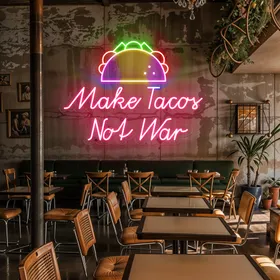 Crispy "Make Tacos Not War" Neon Sign