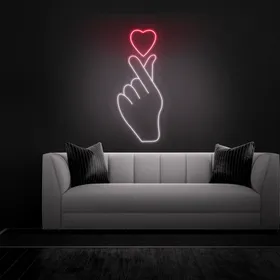 Finger Heart Neon Sign
