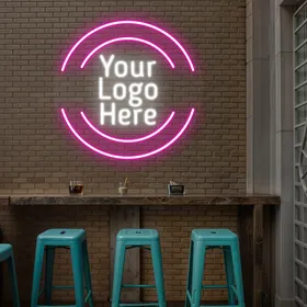 Pink and White Logo Neon Sign