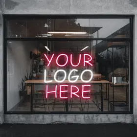Red and White Logo Neon Sign