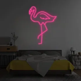 Single Flamingo Vertical Neon Sign