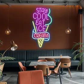 Stay Cool n Eat Ice Cream Neon Sign