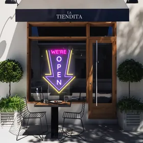 We're Open Vertical Neon Sign