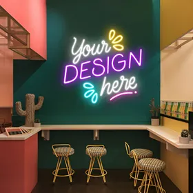 White and Purple Your Design Here Logo Neon Sign