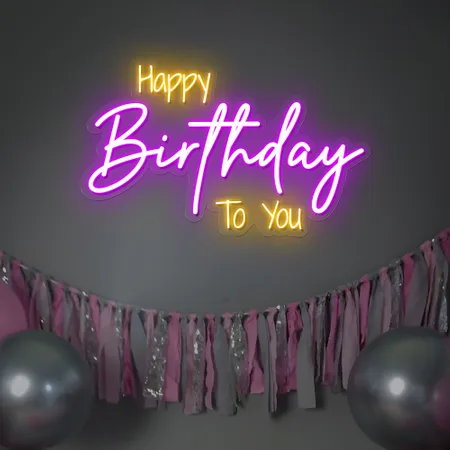 Bright Happy Birthday Neon Sign - Neon Signs Now