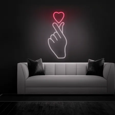 Finger Heart Neon Sign - Neon Signs Now
