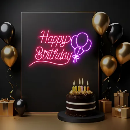 Happy Birthday Glow Neon Sign - Neon Signs Now