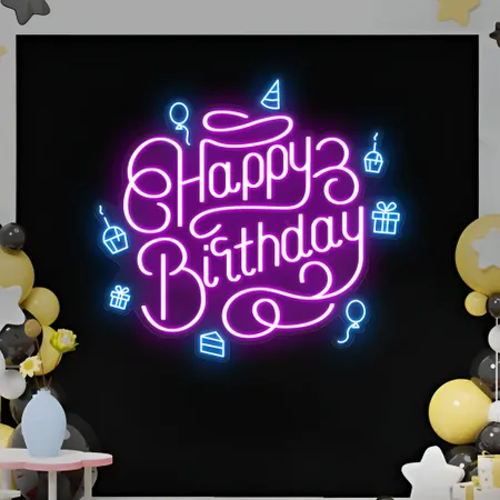 Happy Birthday Vibes Neon Sign - Neon Signs Now