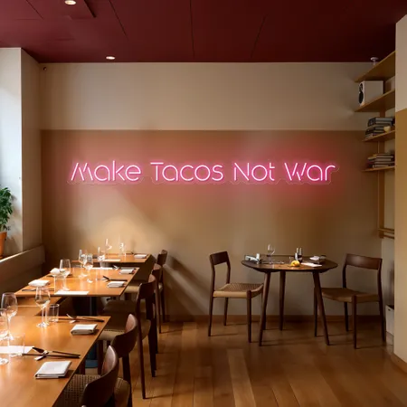 Mouthwatering "Make Tacos Not War" Neon Sign - Neon Signs Now