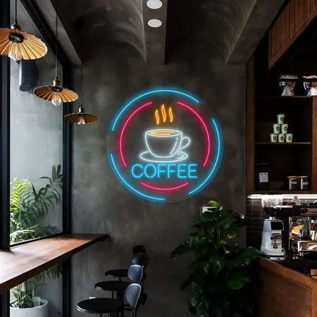 Steaming Cup Coffee Neon Sign - Neon Signs Now