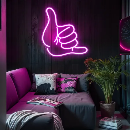 Pink Shaka Hand Neon Sign - Neon Signs Now