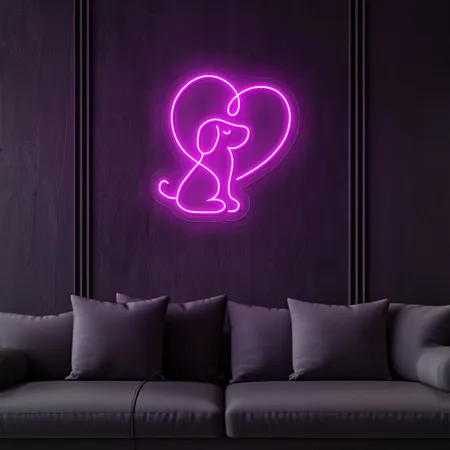 Scribble Dog Heart Neon Sign - Neon Signs Now
