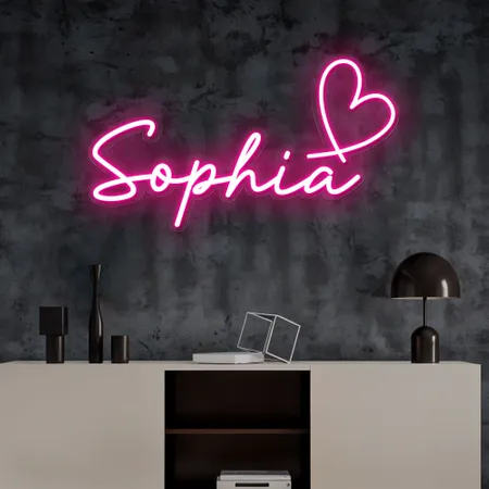 Sophia with Heart Neon Sign - Neon Signs Now