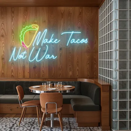 Spicy "Make Tacos Not War" Neon Sign - Neon Signs Now