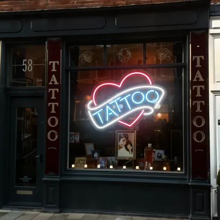 Tattoo Heart Window Neon Sign - Neon Signs Now