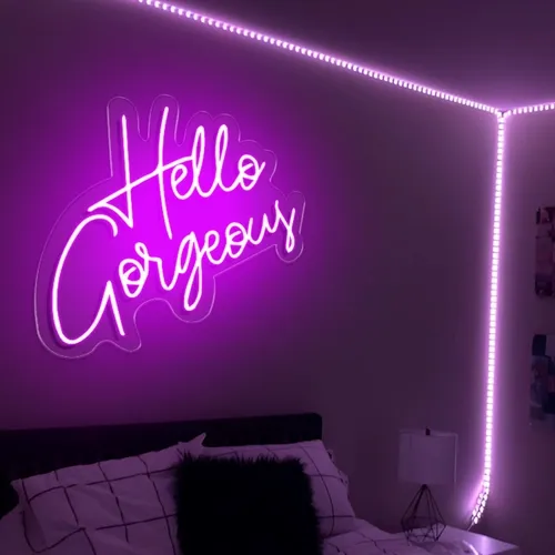 Lovely shops Bright Pink “Good Life” LED Night Light Room Wall Decoration