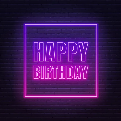 Happy Birthday Framed Neon Sign