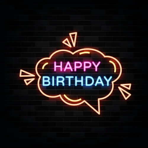 Happy Birthday in Bubble Thought Neon Sign - Neon Signs Now