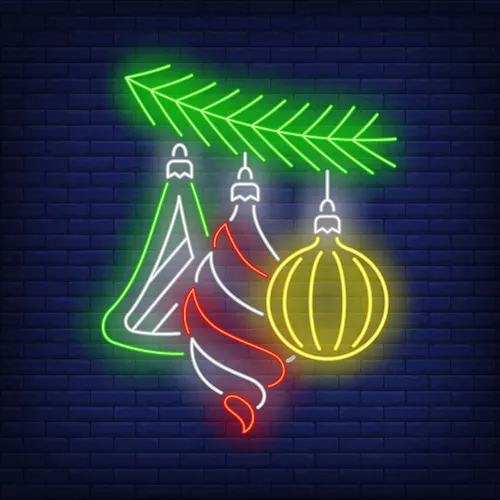 Christmas Baubles Fir Tree Branch Neon Sign - Neon Signs Now