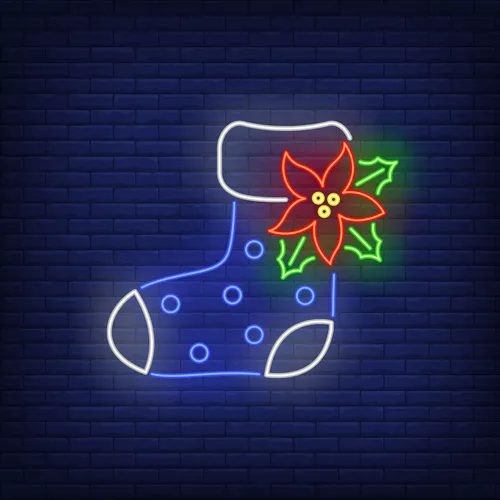 Boot Sock with Ponsettia Flower Neon Sign - Neon Signs Now