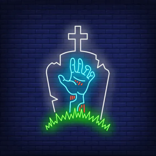 Gravestone Zombie Hand Neon Sign - Neon Signs Now