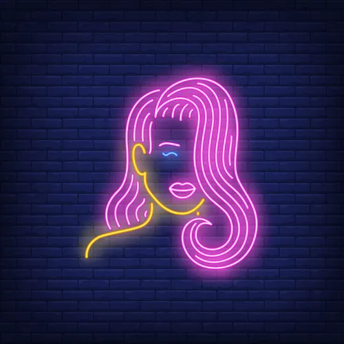 Girl with Pink Hair Neon Sign - Neon Signs Now