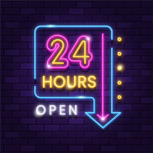 24 Hours Open Neon Sign - Neon Signs Now
