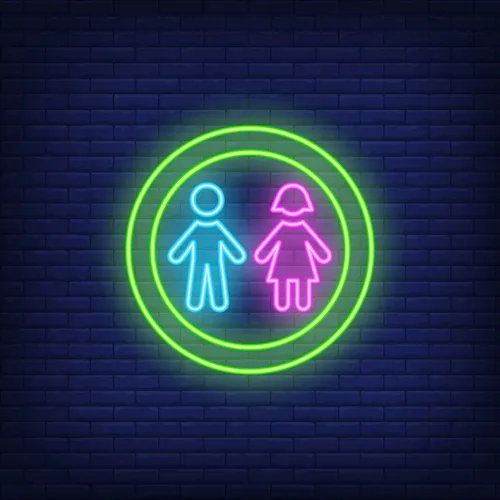 Boy & Girl Silhouettes Circle Neon Sign
