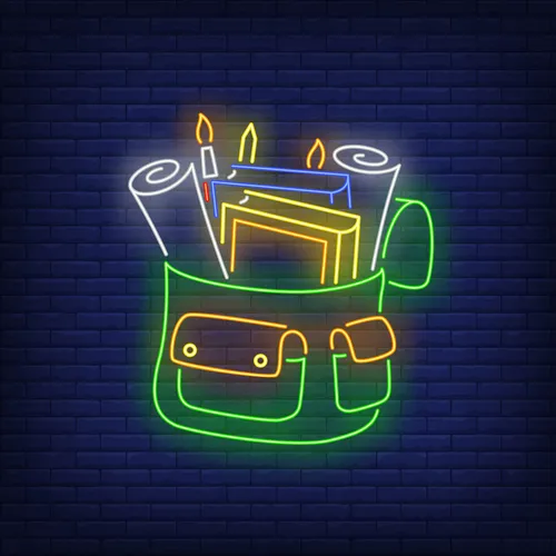 Backpack With Stationery Neon Sign - Neon Signs Now