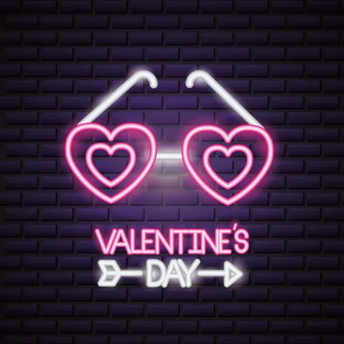 Valentines Day With Heart Sunglasses - Neon Signs Now