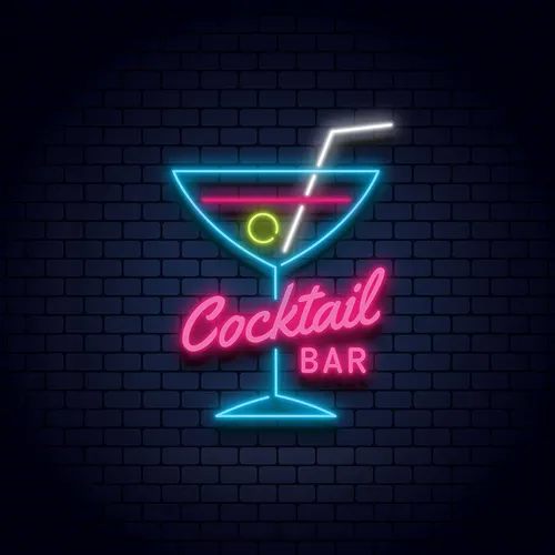 Cocktail Bar Glass & Zip Neon Sign - Neon Signs Now