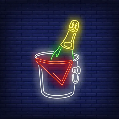Wine in Ice Bucket Neon Sign - Neon Signs Now