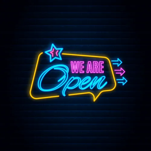 We are Open This Way Neon Sign - Neon Signs Now