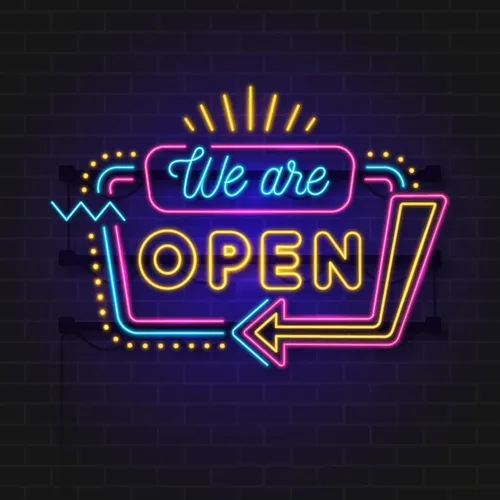 We Are Open Modern Neon Sign - Neon Signs Now