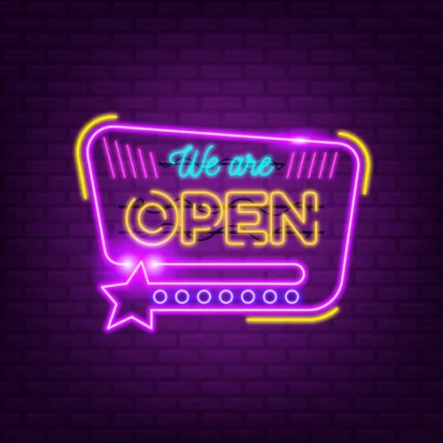 We Are Open With Star Icon Neon Sign - Neon Signs Now