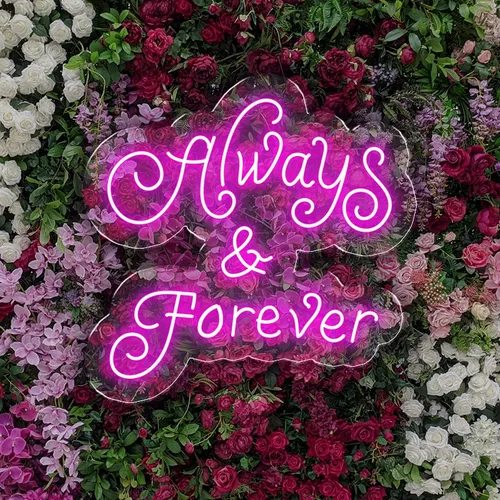 Lovely high quality Bright Pink “ Always and Forever” LED Light Sign Wall Decoration