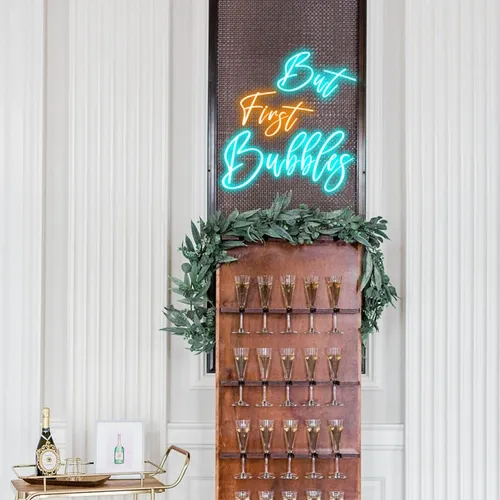 But First Bubbles Wedding Party Neon Sign - Neon Signs Now