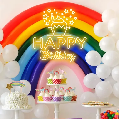 Happy Birthday Cupcake Neon Sign - Neon Signs Now