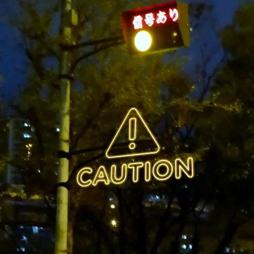 Caution Neon Sign - Neon Signs Now
