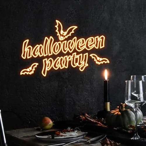 Halloween Night Typography Neon Sign - Neon Signs Now