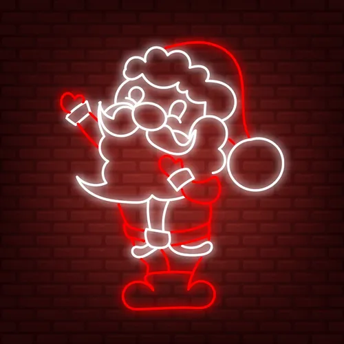 Red White Santa Neon Sign - Neon Signs Now