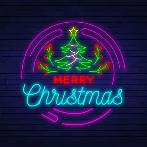Merry Christmas Flower Tree Neon Sign - Neon Signs Now