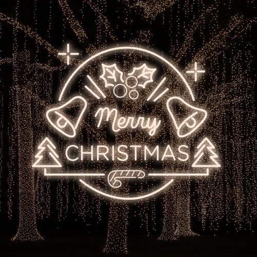 Merry Christmas Bell and Tree Neon Sign
