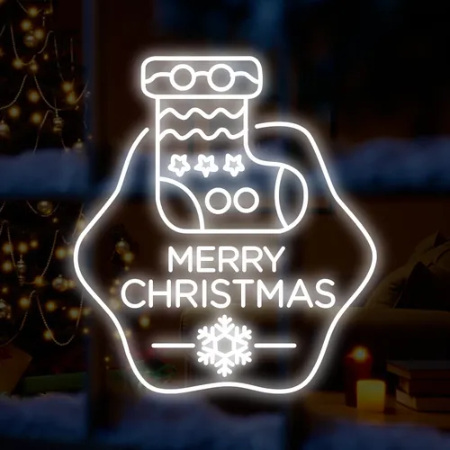Merry Christmas Handmade Sock Neon Sign - Neon Signs Now
