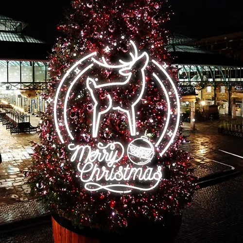 Merry Christmas Deer Head-Up Neon Sign - Neon Signs Now