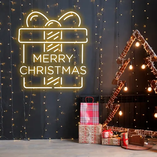 Merry Christmas Gift Neon Sign - Neon Signs Now